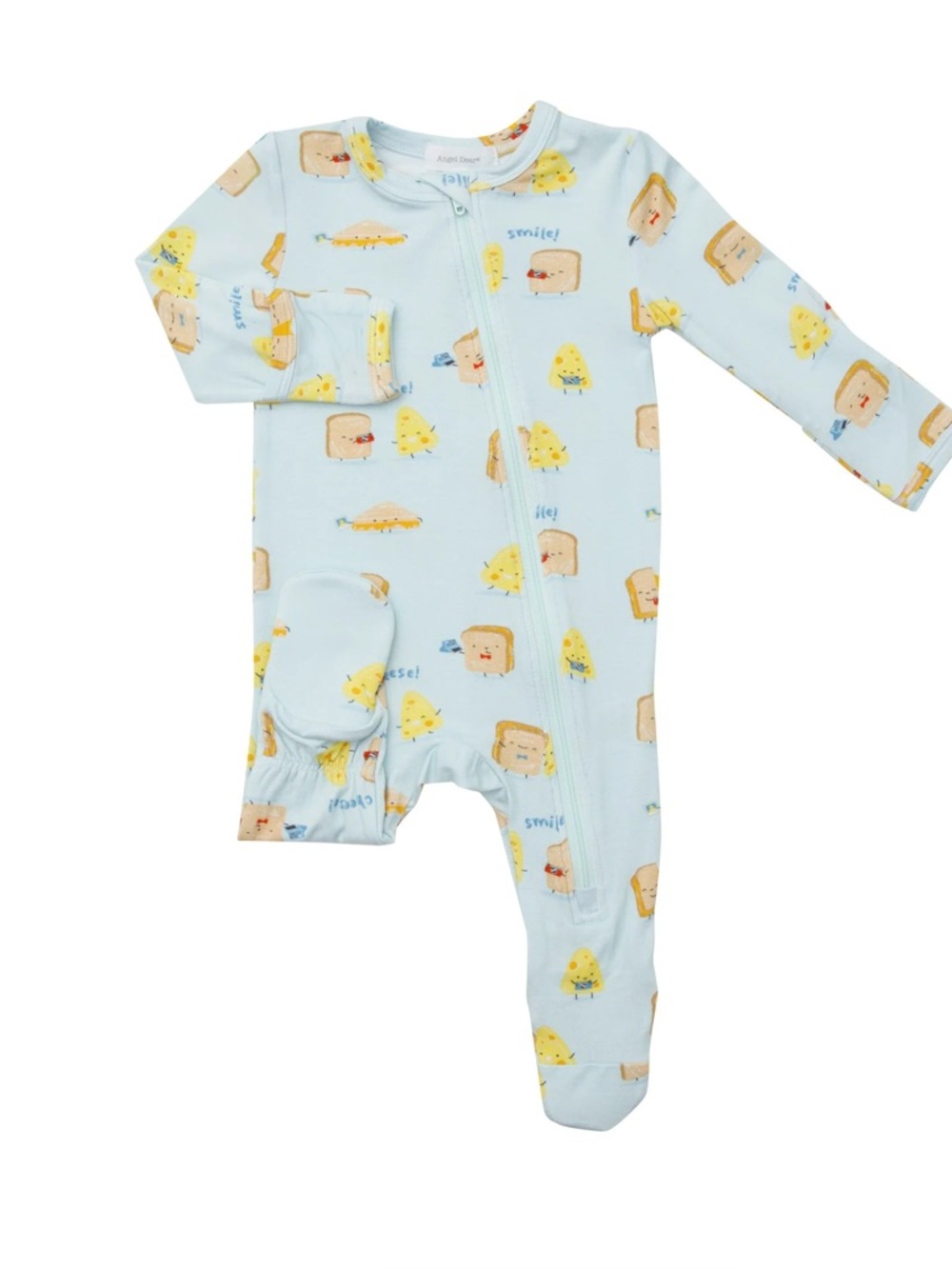 Angel Dear Say Cheese Sandwich Light Blue Bamboo Sleeper FLAWS 12-18 Months